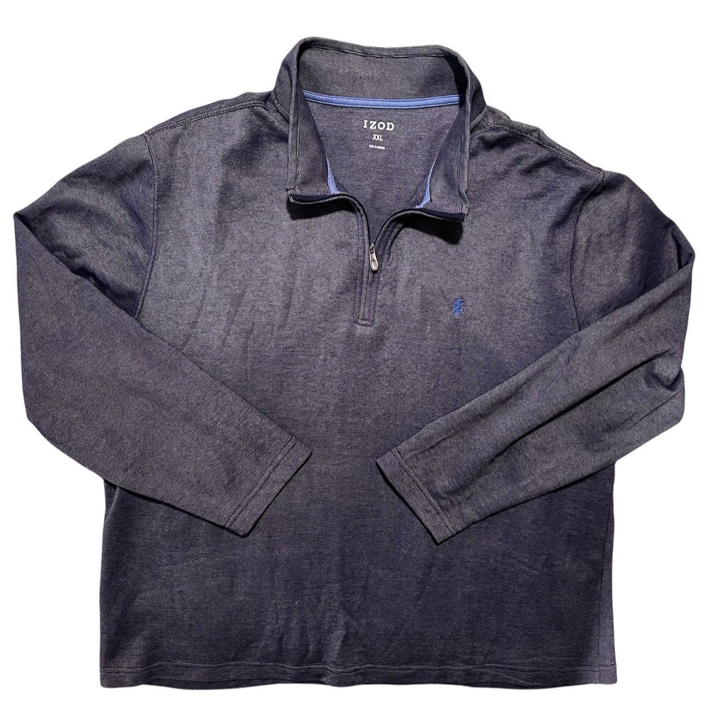 IZOD Men’s XXL Quarter Zip Pullover Shirt Blue Grey Slate 26.5x29 Flaw